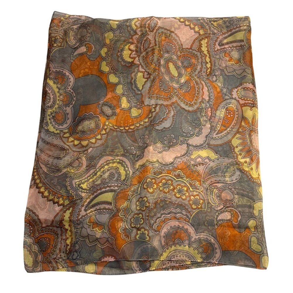 Paisley Sheer Scarf By Collection Eighteen Multicolor Floral Design Vtg 76 x 21"